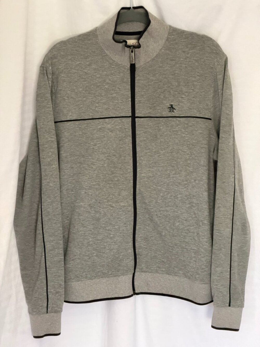 Original Penguin Heather Gray Contrast Piped Full Zip Track Jacket - Men's M